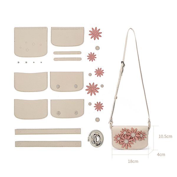 

gmldaozyu summer fashion ladies shoulder bag pu personally handmade female bag diy flower parts travel storage