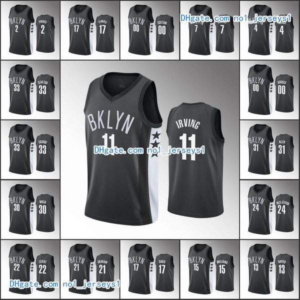

brooklyn nets men kevin durant kyrie irving nicolas claxton caris levert 2020 statement nba black custom jersey