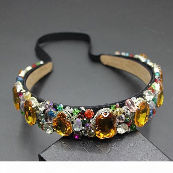 

fashion gem beads vintage women flower baroque good quality hairband luxury crystal gem headband bridal jewelry 609 s918, Slivery;golden