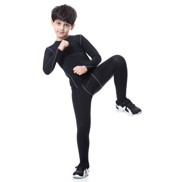 

sport running clothing kids boys compression pants quick dry elastic waist skinny pants #, Black;blue