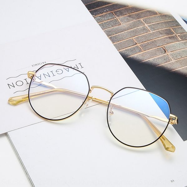

new fashion trend polygon frame men's myopia and women's same anti-blue plain glasses myopia glasses frame women's, Silver