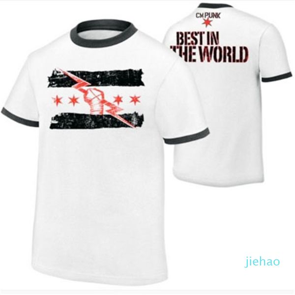 

fashion- summer new short sleeve wrestling cm punk since day one men's t-shirt print 2020 mens t shirts, White;black