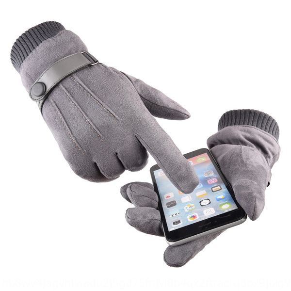 

suede men' winter warm plus warm and gloves velvet thick touch screen finger gloves generation, Blue;gray