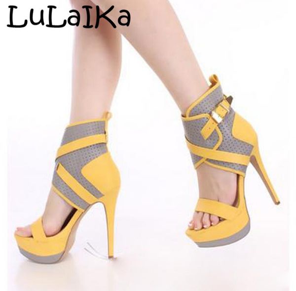 

2020 summer women fashion color matching ultra-high heel waterproof platform open-toe elegant banquet high-heeled sandals, Black