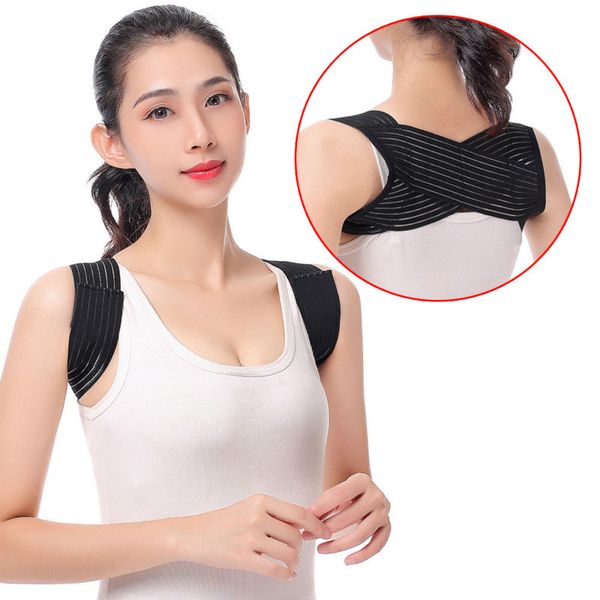 

back support male and female general spine posture sitting posture corrector back kyphosis correction belt sports safety, Black;blue