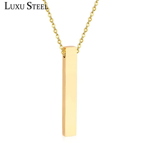 

luxusteel vertical bar necklace stainless steel pendant necklace for women/men anniversary gift collier bijoux, Silver