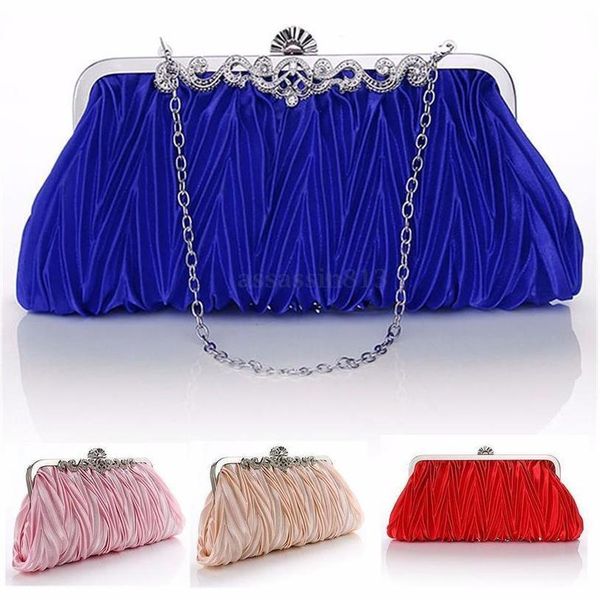 

elegent women satin crystal clutch party wedding purse evening bag handbag