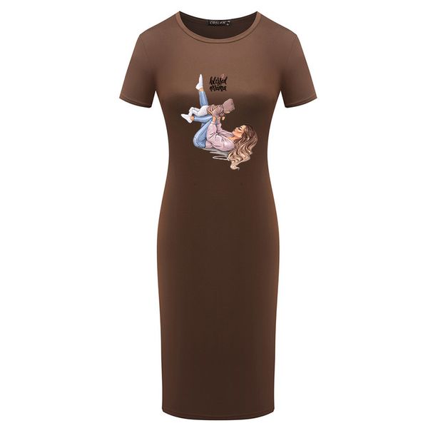 

mummy dresses women summer designer dress 2020 explosion diy clothing womens casual short sleeve breathable dress 5 styles, Black;gray