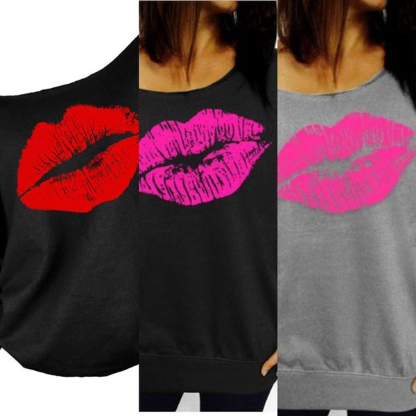 

женские новый длинные рукава осень красных губ большой картина губ скос плечо сексуальный свитер свитер женской одежды, Tan;black