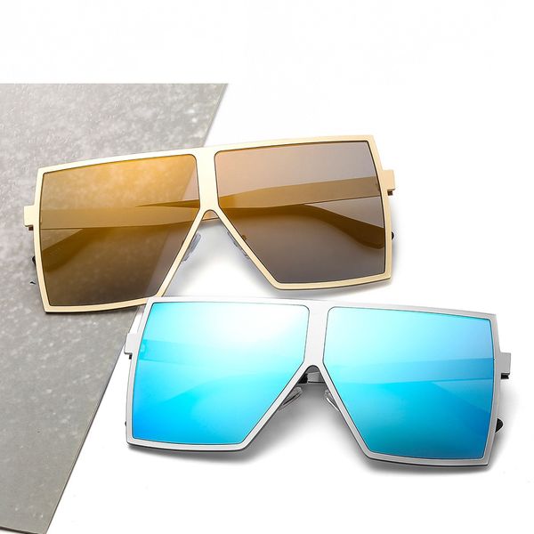 

new fashion metal large frame square color coated sun glasses men's and women's colored personalized sunglasses with box case 7113, White;black