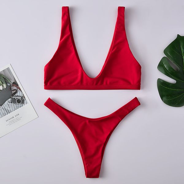 

solid green high cut bikini female micro swimwear bikinis 2020 spandex mujer bathers neon bikini bathing suit biquini swimming suit, White;black