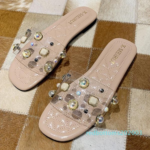 

fashion women sandals outdoor flip flops rhinestomes crsytal glitter bohemia beach slipper outdoor slipper slides summer r03, Black