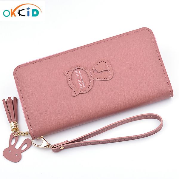 

purse girls long leather wallet women phone laides cute card holder clutch bag zipper organizer wwristlet female, White