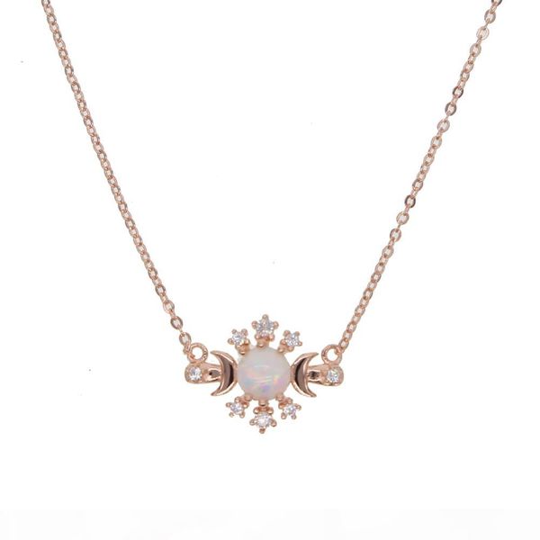 

opal moon necklace rose gold plated 925 sterling silver delicate chain european minimal delicate pendant chain opal jewelry
