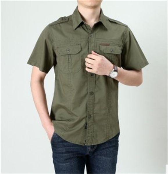 

designer man shirts with pockets plue size solid color short sleeve shirts turn down collar mens shirts single breasted, White;black