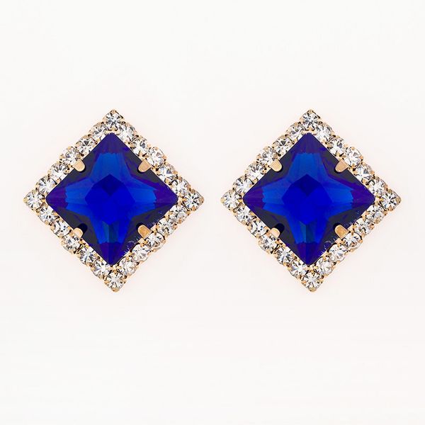 

fashion big blue stone stud earrings for women occident super flash crystal earrings yang temperament earrings, Silver
