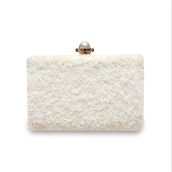 

aber 2020 new hairy evening clutch bags pearl clutch purse with chain wedding dinner bags drop shipping mn747