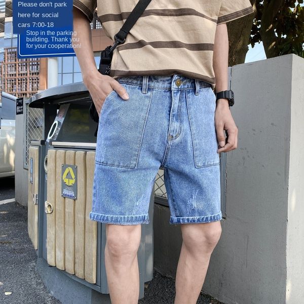 

кадрированные мужские пальто случайные шорты летние случайные штаны рваные потерять прямые тонкие модные укороченные брюки мужские верхней о, Blue