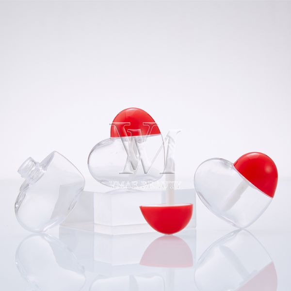 5-10мл Пустой Блеск для губ Plastic Box Контейнеры Red Gold Silver LipGloss Tube Heart-Shaped Lollipop Контейнер Мини Блеск для губ Разделить бутылки