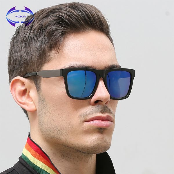 

vcka big frame fashion men polarized sunglasses men driving mirrors coating points square women eyewear male sun glasses uv400, White;black
