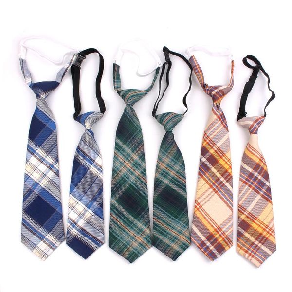 

skinny ties for boys girls fashion suits plaid neck tie children rubber tie simple check student necktie for party gravata, Black;gray