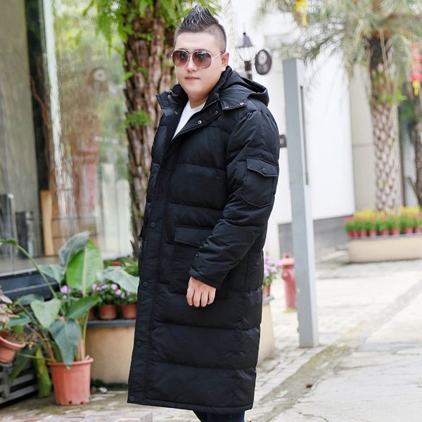 

lengthened men's thickened over-the-knee winter overcoat coat down jacket overweight down jacket men's large size, Black