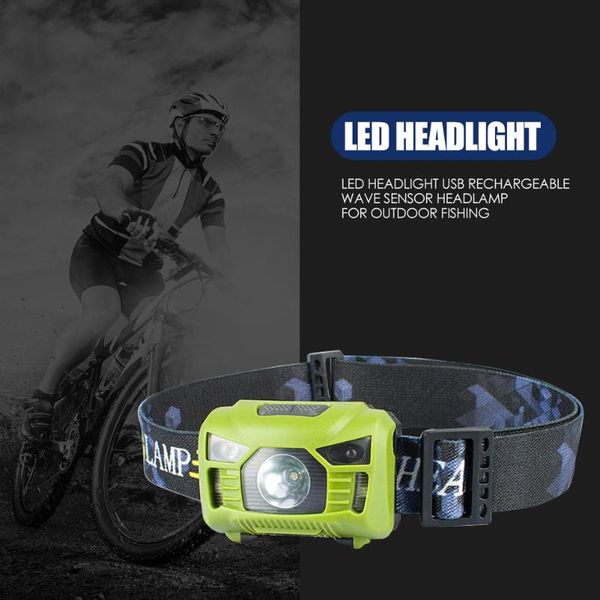 

3 modes led headlight rechargeable wave sensor headlamp led headlamp charging portable light for fishing