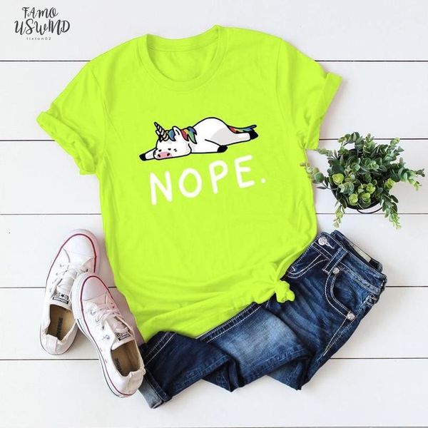 

summer petal sleeve nope unicorn women t shirt 80s 90s cool kawaii harajuku t shirt brand funny tumblr rock cotton funny, White