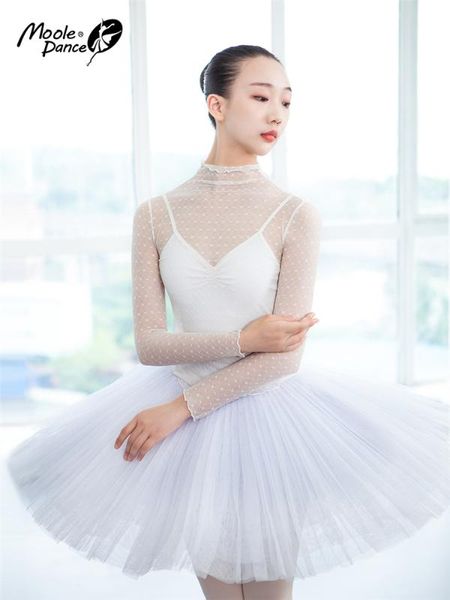 

stage wear polka dot turtleneck lace dancing women's ballet exercise clothing gym outfit mesh dancewear white bodysuit for dance, Black;red