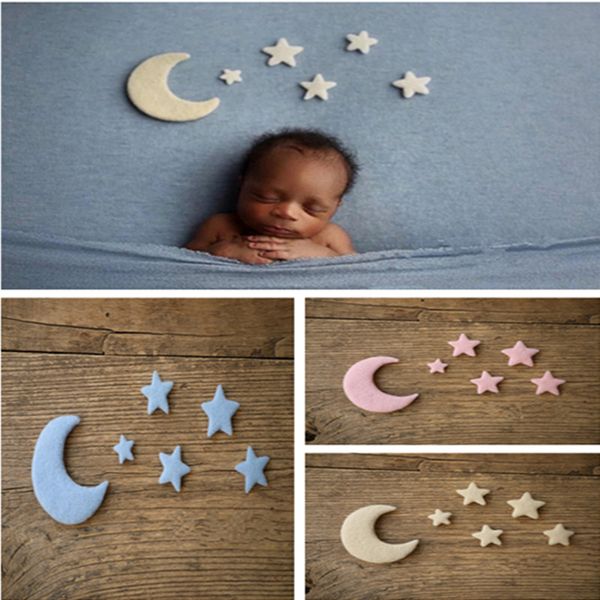 

handmade wool felt star moon for newborn pgraphy props diy baby p prop accessories jewelry home party decor 5pcs/set, Yellow
