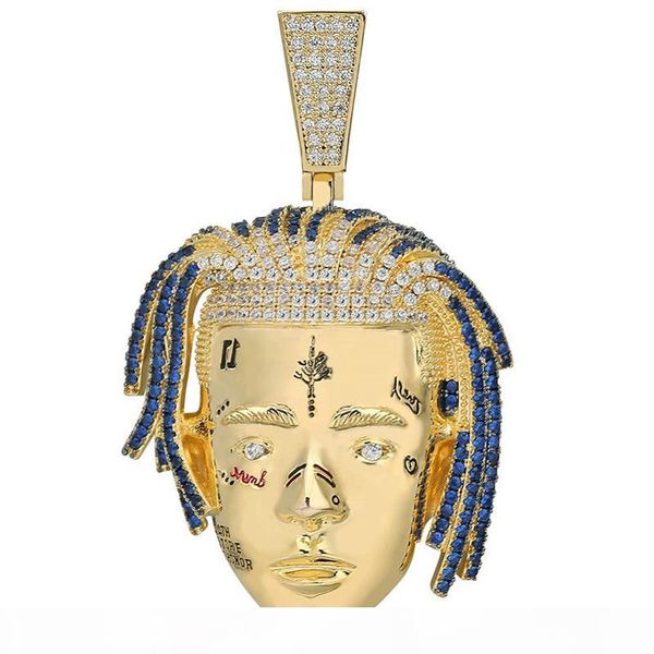 

fashion cubic zircon iced out chain gold xxx tentacion pendant necklace hip hop jewelry statement necklaces for man women gifts, Silver