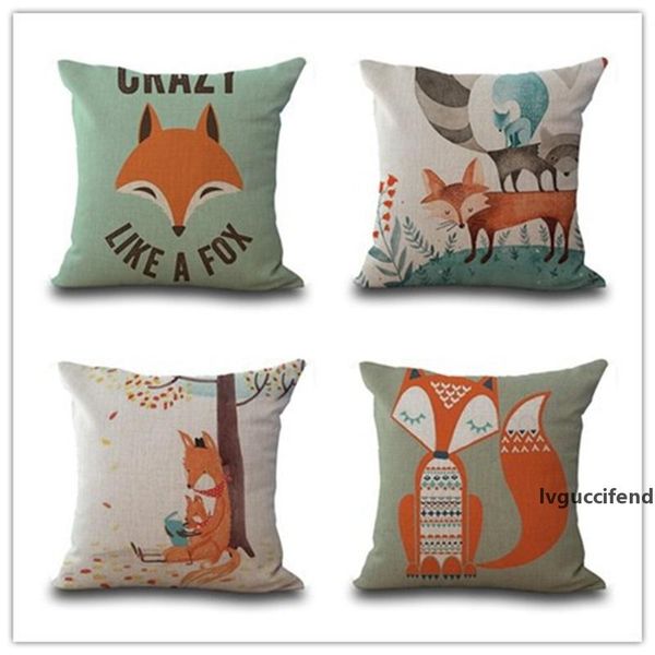 

fox 3d printing pillow case flax cushion decorate home textiles automobile decorate cover factory direct selling 5 2ls p1