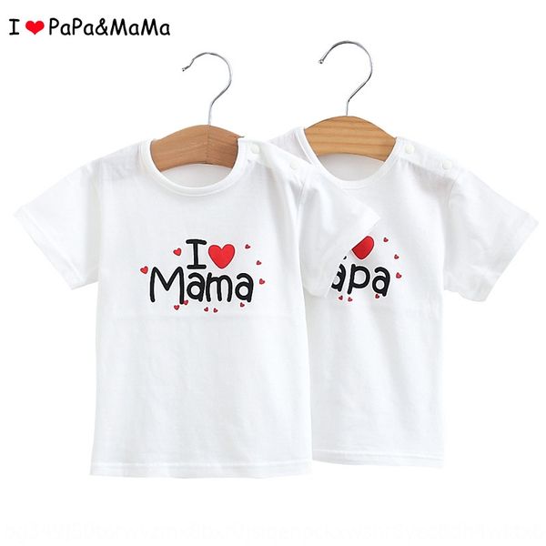 

emsvj i love t-shirt children's clothing my parents new thin short-sleeved t-shirt children's cotton loose half-sleeve round colla, Blue