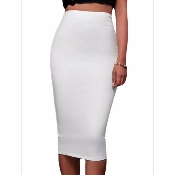 

ladies formal skirts slim fitted pencil skirt mid calf high waist straight women skirt back zipper office skirt saias, Black