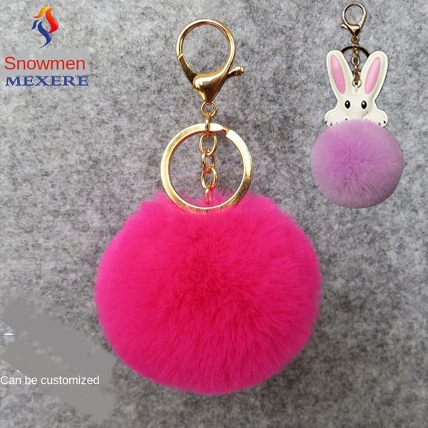 

key chain 8cm new accessories wool wool ball pendant rabbit fur ball pendant, Silver