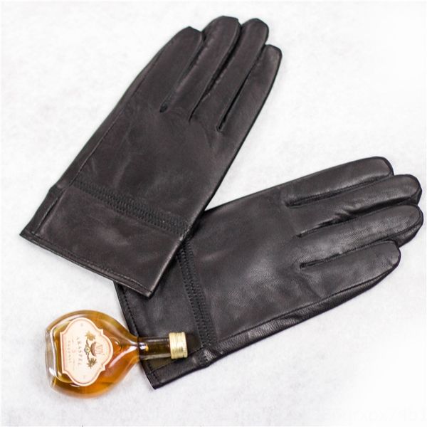 

haining leather city warm and gloves leather gloves men's black classic velvet thick business warm travel sheepskin
