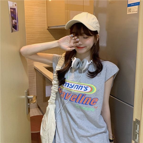 

korean 2020 new women's wear korean style loose all-match round neck online red t-shirt vest printed letter vest t-shirt, Camo