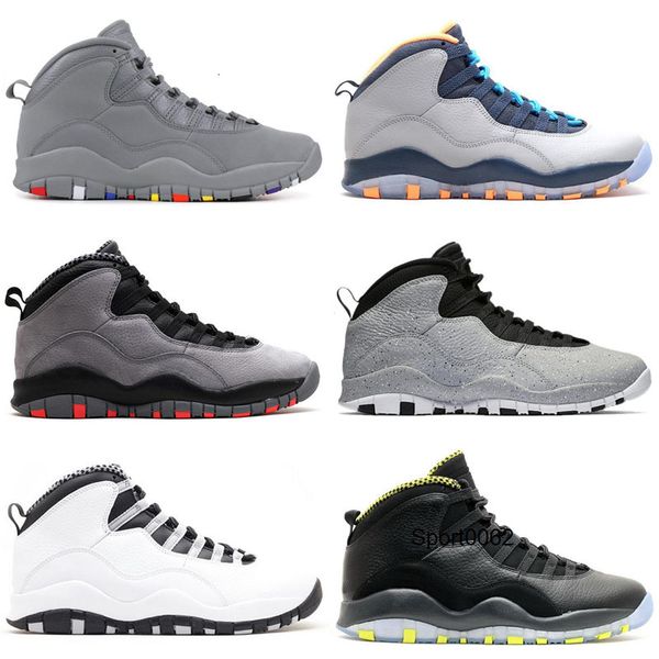

10 men kids basketball shoes westbrook im back cement bobcats grey infrared chicago cool grey jumpman 10s sports sneakers, Black