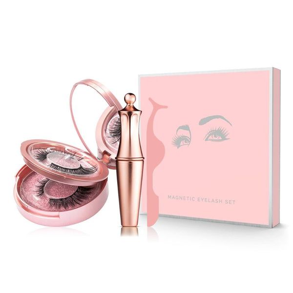 

false eyelashes ocean pearl magnetic set, 5 magnets natural long 3d reusable silk lashes with liquid eyeliner