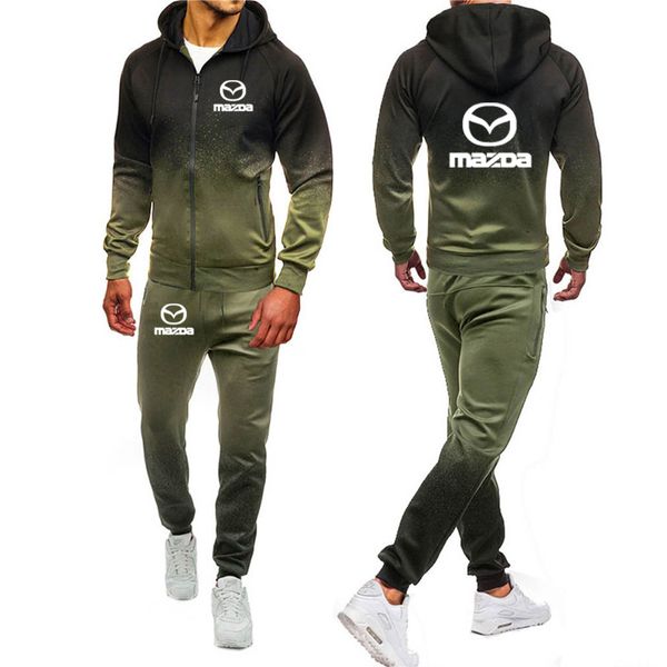 

spring autumn men's hoodie for car logo gradient casual jacket cotton men's jacket hoodie pants 2pcs suit