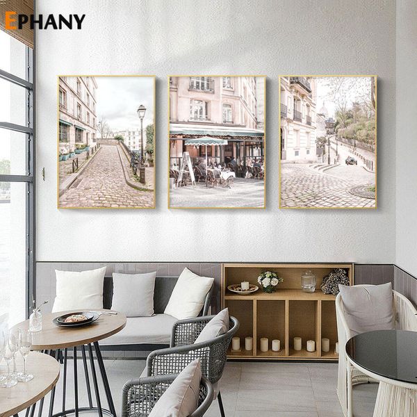 

old street house vintage poster city landscape nordic art canvas print painting optimistic quote wall picture modern home decor