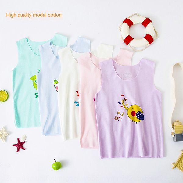 

modier shirt cotton children's seamless boys' and girls' thin comfortable vest base shirt baby vest, Blue
