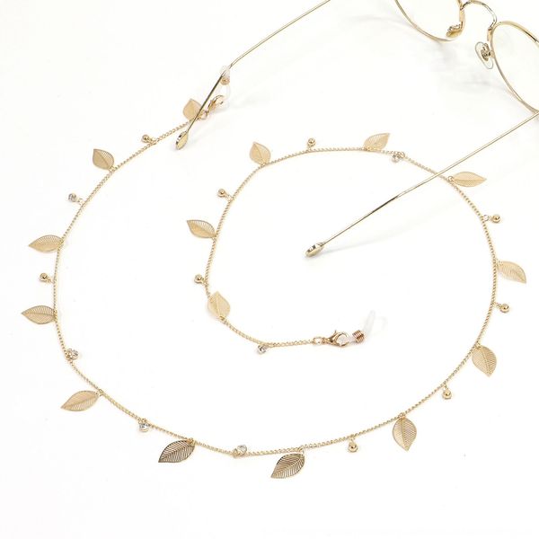 

fashion simple golden leaf fashion simple golden leaf rhinestone chain rhinestone glasses glasses chain, Blue