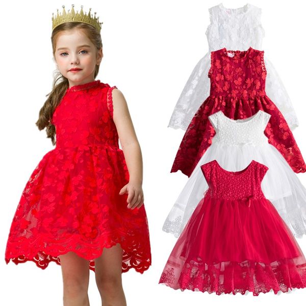 

kids dresses for girls summer birthday clothes red princess party dress for 3 4 5 6 7 8 years children cute sleeveless vestidos, Red;yellow