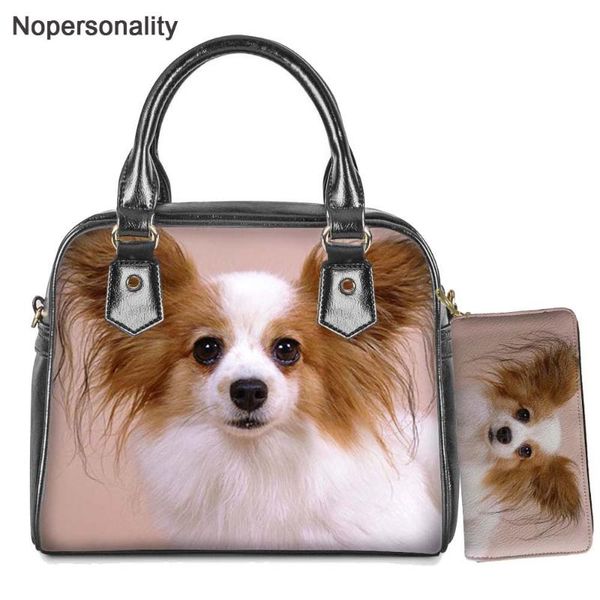 

nopersonality женщины симпатичные собаки печати кожа сумочка девушки kawaii papillon печать crossbody сумка 3d животных сумка для женщин