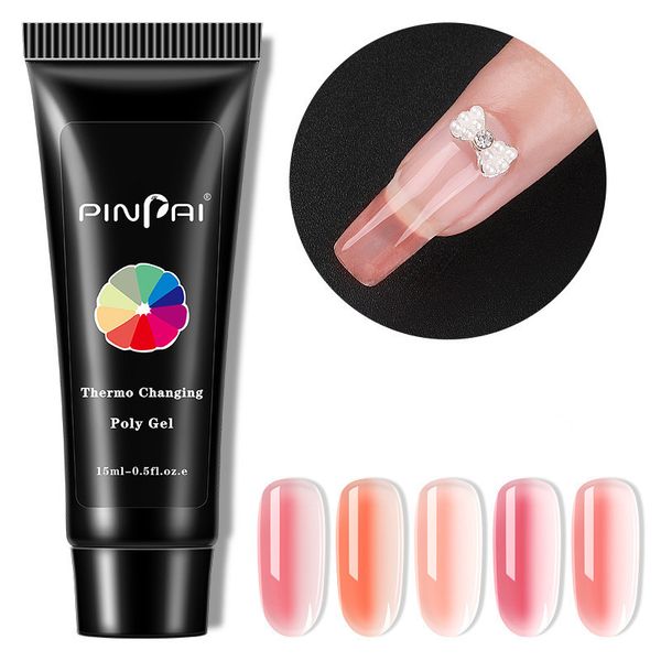 

15ml quick extension poly uv gel color change with temperature crystal led acrylic builder tips gel nail art gel g217, Red;pink