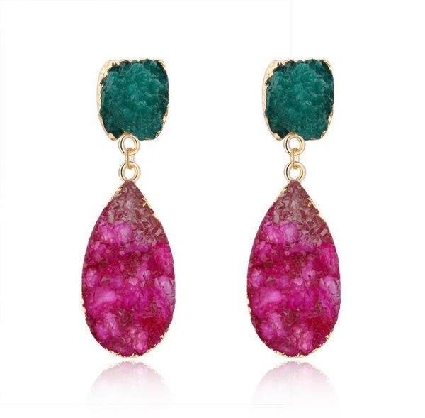 

new design natural stone romantic earrings for girls korean style single design red green crystal dangle earrings gift, Silver