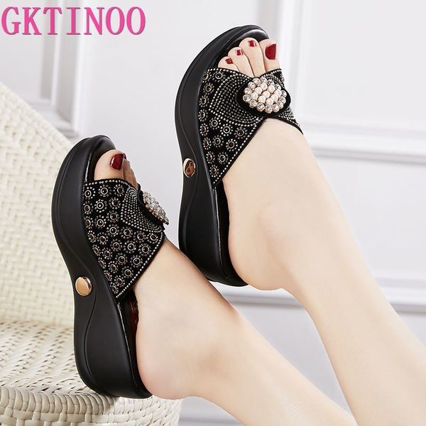 

gktinoo women sandals comfortable geuine leather fashion women's casual shoes summer sandals plush size 35-41 y200620, Black