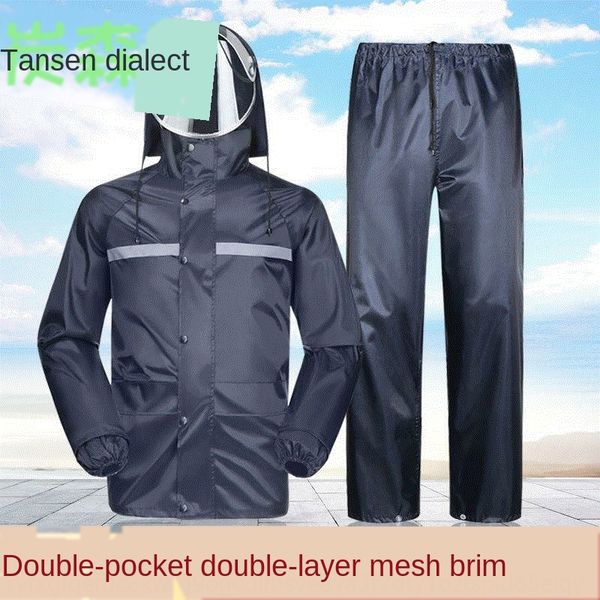 

8epre outside to buy a substitute raincoat transparent suit suit cloak pants set waterproof riding poncho running little brother rider equip, Black