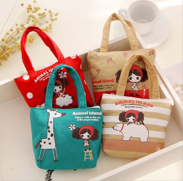 

girls' coin purse women's fabric coin storage bag creative cute cartoon girl children's student storage bag wallet cloth wall